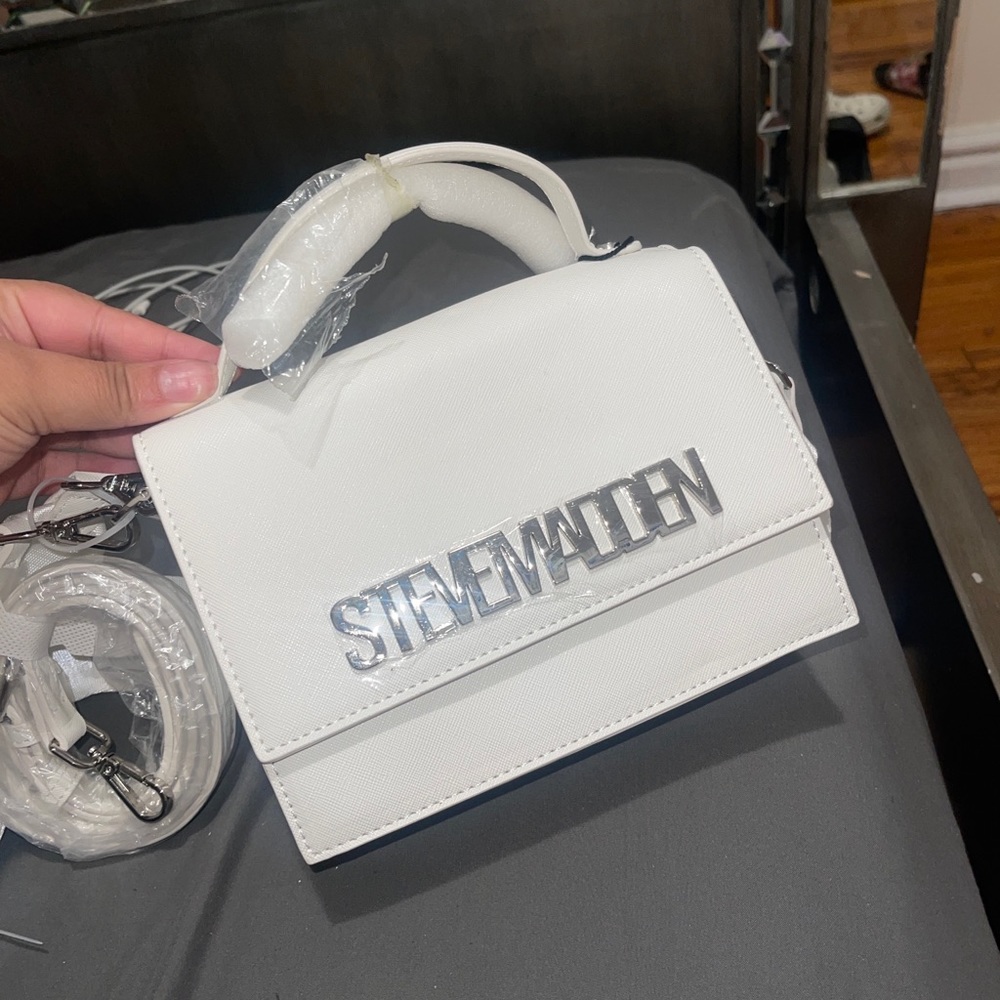 NWT STEVE MADDEN BHAMA SATCHEL SHOULDER BAG CROSSBODY PURSE WHITE WALLET